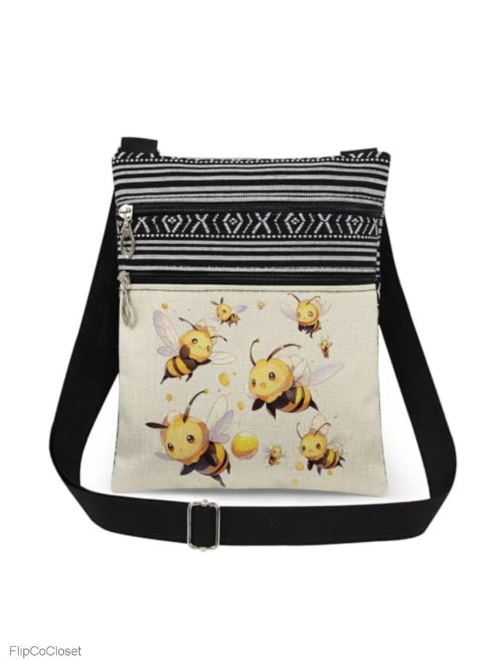 Bee Print Crossbody Bag Adjustable Strap Phone Purse Everyday Travel Gift